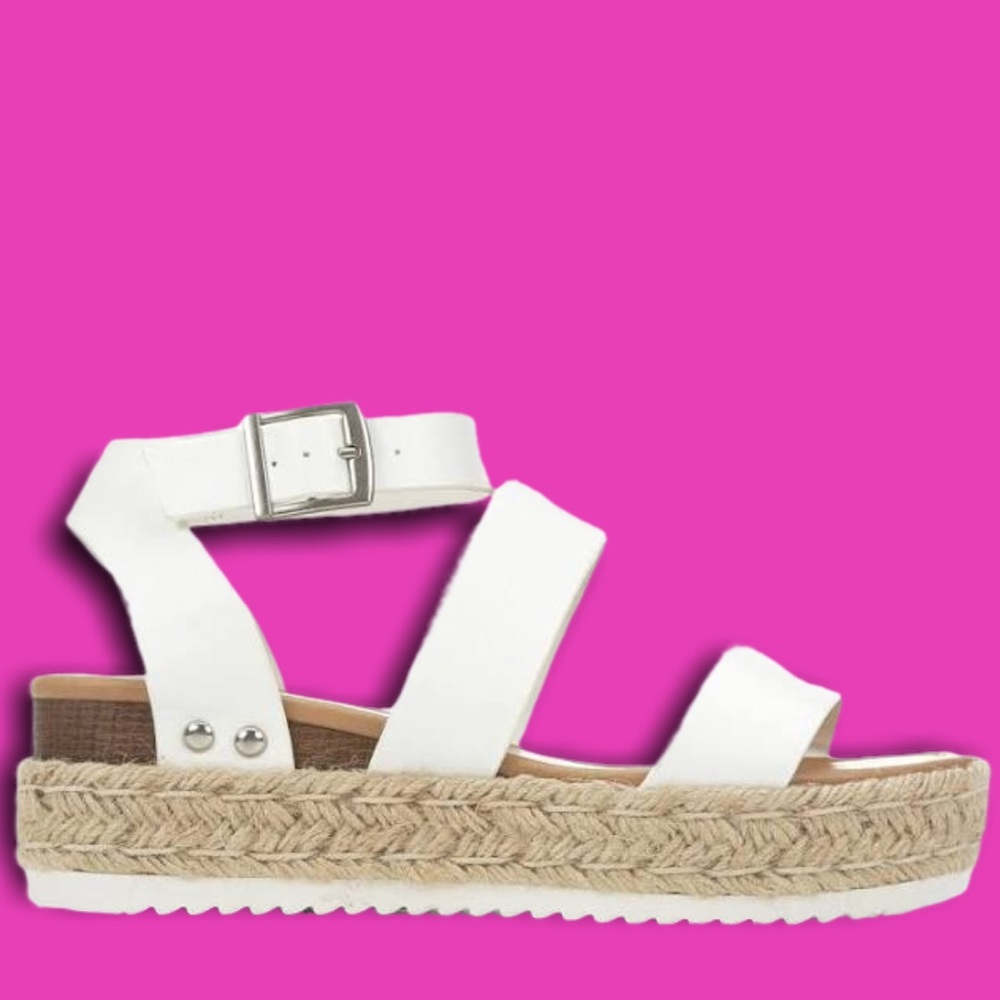 NEW Soda Bryce White Espadrille Flatform Sandal - Picture 5 of 6
